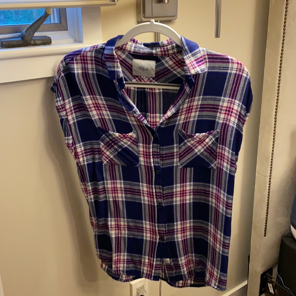 Rails Plaid Short Sleeve Button Down Top